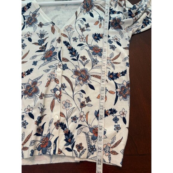 Daniel Rainn Ivory Fall Floral Print Button Front Cardigan Sweater Size Small - Picture 11 of 12